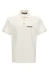 Palm Angels White Polo Shirt With Classic Collar And Logo On The Front