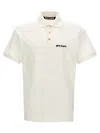 Palm Angels White Polo Shirt With Classic Collar And Logo On The Front In White