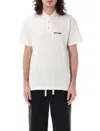 Palm Angels White Polo Shirt With Classic Collar And Logo On The Front In White