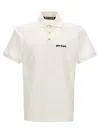 Palm Angels White Polo Shirt With Classic Collar And Logo On The Front
