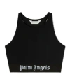 Palm Angels Logo Sport Top Black White In Black
