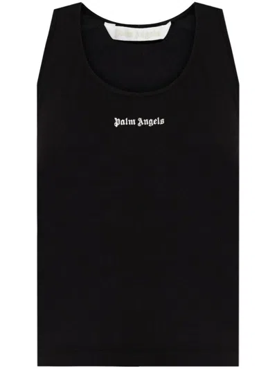 PALM ANGELS PALM ANGELS CLASSIC LOGO RIB TANK BLACK OFF WHITE