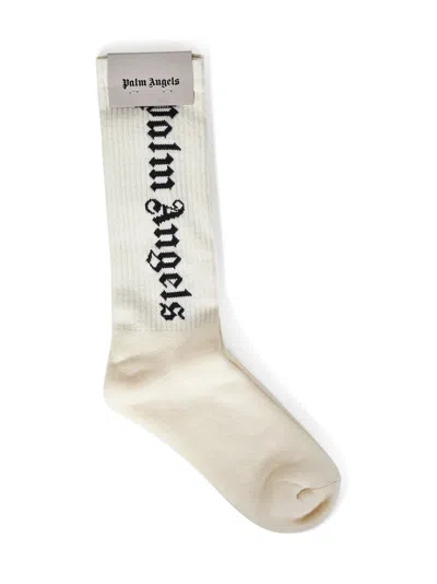 Palm Angels Classic Logo Socks In Brown