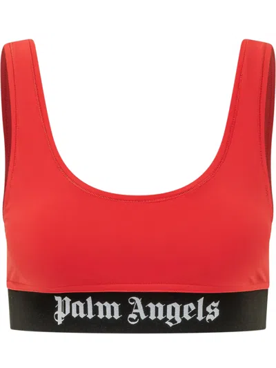 Palm Angels Classic Logo Sport Bra In Red Black