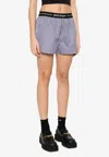 Palm Angels Classic Logo Striped Shorts In Navy