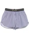 Palm Angels Classic Logo Striped Shorts In Navy Blue - Off White