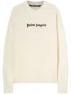 Palm Angels "classic Logo" Merino Wool And Cashmere Sweater In White