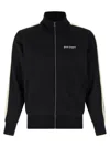Palm Angels Black High Neck Sweatshirt With Logo Lettering On The Front In Wool Blend Man