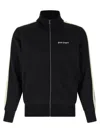 Palm Angels Black High Neck Sweatshirt With Logo Lettering On The Front In Wool Blend Man In Black