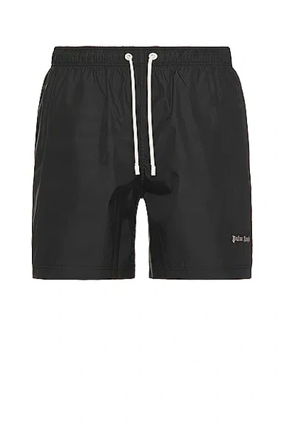 Palm Angels Logo-embroidered Swim Shorts In 黑色的