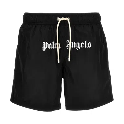 Pre-owned Palm Angels Classic Logo Swimshorts 'black/white' | Men's Size Xl