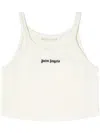 Palm Angels White Cropped Tank Top With Embroidered Logo In Cotton Woman