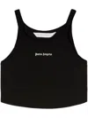 Palm Angels Black Cotton Cropped Top In Black