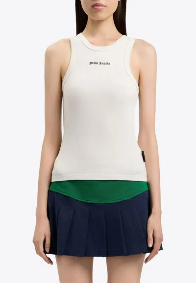 Palm Angels Classic Logo Tank Top In White