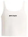 Palm Angels Ribbed Sleeveless Cropped Tank Top In White