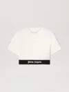 Palm Angels Classic Logo Tape Crop Tee Off White Bla