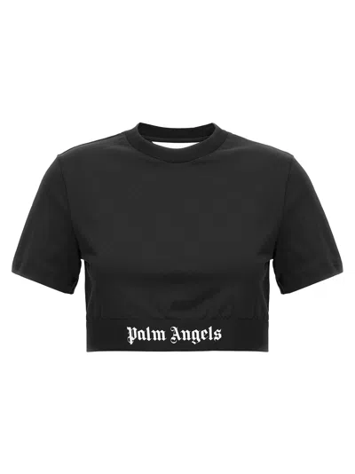 Palm Angels Classic Logo Cropped T-shirt In Black