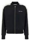 Palm Angels Logo Leather Effetc Track Bomber Jacket In Multicolor
