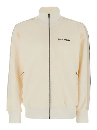 PALM ANGELS 'CLASSIC LOGO' WHITE SWEATSHIRT WITH LOGO PRINTED ON THE FRONT IN TECH FABRIC MAN