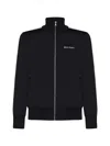 Palm Angels Black High Neck Sweatshirt With Logo Lettering On The Front In Wool Blend Man In Black