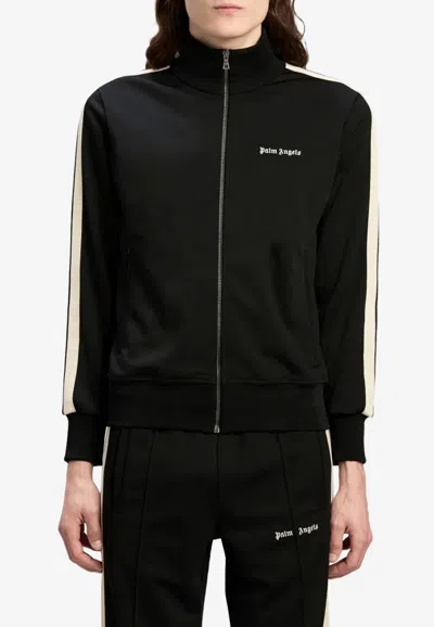 Palm Angels Classic Logo Black Sweatshirt With Logo Printed On The Front In Tech Fabric Man