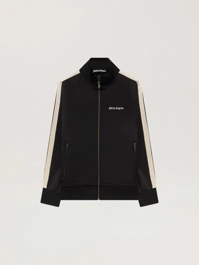 Palm Angels Zip-up Hoodie With Embroidered Logo In Black
