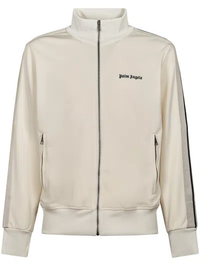 Palm Angels Classic Logo Track Jacket With High Collar And Stylish Panels In Neutral