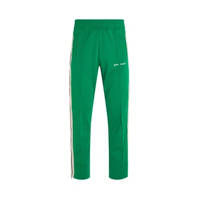 Palm Angels Green Classic Logo Joggers In Green,off White