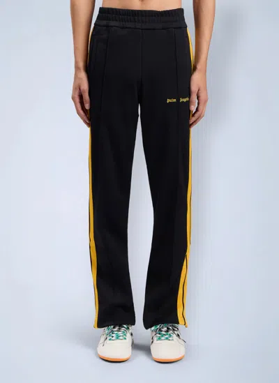 Palm Angels Logo Track Pants Elastic Waist Side Stripes In Black