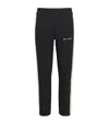 Palm Angels Mens Black And Off White Striped Zipped-cuffs Mid-rise Regular-fit Woven Jogging Bottoms In Black