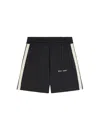 Palm Angels Kids Logo Tape Track Shorts In Black