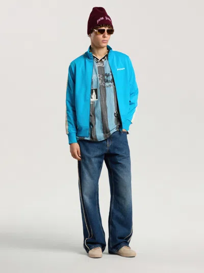 Palm Angels Classic Logo Track Top In Medium Blue - Off White