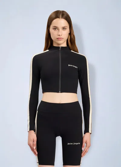 Palm Angels Training Jacket Logo High Collar Cropped In Black