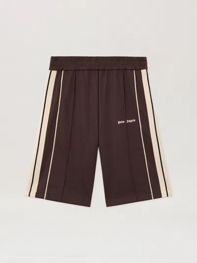 Palm Angels Classic Logo Vintage Track Shorts In Brown