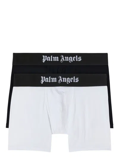 Palm Angels Classic Logo-waistband Boxers (set Of 2) In White Black