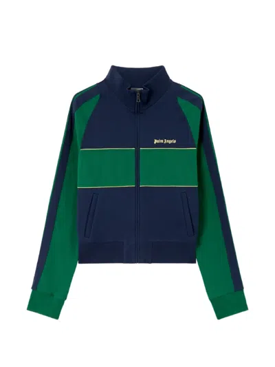 Palm Angels Classic Logo Zipped Sweater In Blue