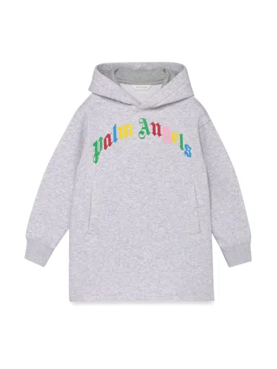 Palm Angels Classic Over Logo Hoodiedress For Girls In Gray