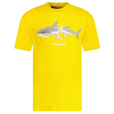 Pre-owned Palm Angels Classic Shark Design Yellow T-shirt