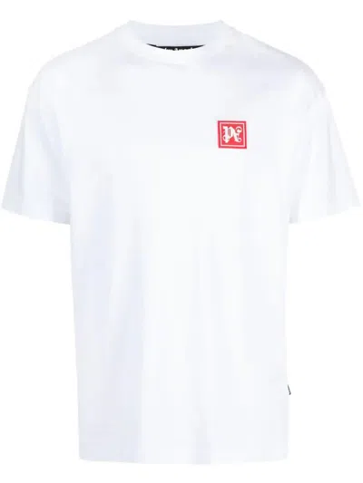 Palm Angels White Ski Club Classic T-shirt In White Black