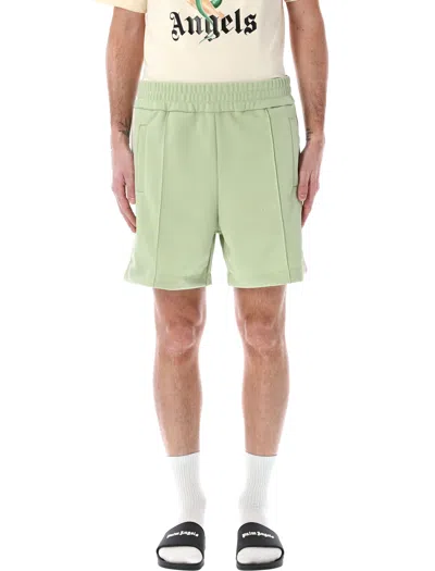 Palm Angels Logo Embroidery Track Shorts In Sage