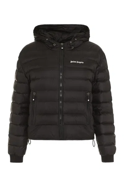 Palm Angels Logo Detailed Quilted Jacket In Black