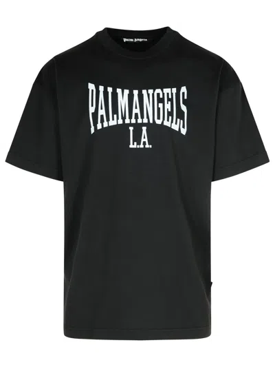 PALM ANGELS COLLEGE BLACK COTTON T-SHIRT