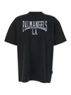 PALM ANGELS BLACK CREWNECK T-SHIRT WITH COLLEGE STYLE LOGO ON THE FRONT IN COTTON MAN