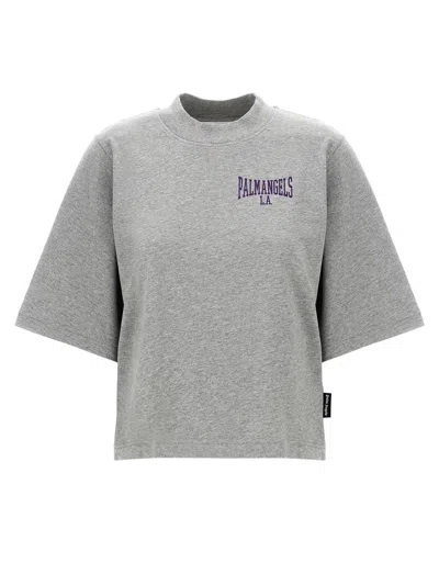 Palm Angels 'college' Cropped T Shirt In Gray