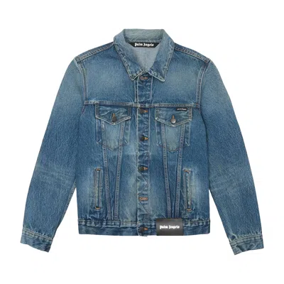 Pre-owned Palm Angels College Eagle Denim Jacket 'light Blue/ochre Yellow' | Men's Size Xl