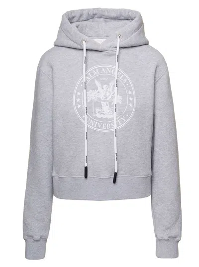 Palm Angels College Fitted Hoodie In Grey