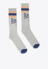Palm Angels University Intarsia Knit-logo Socks In Gray