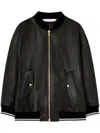 Palm Angels Leather College Bomber Jacket