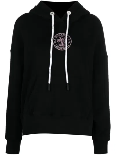 Palm Angels College Cotton Hoodie In Black