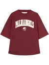 Palm Angels Short Sleeve T-shirt In Burgundy - Ivory